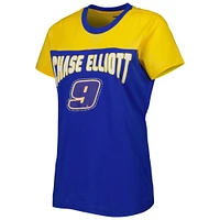 Women's G-III 4Her by Carl Banks Royal/Yellow Chase Elliott Box Score T-Shirt