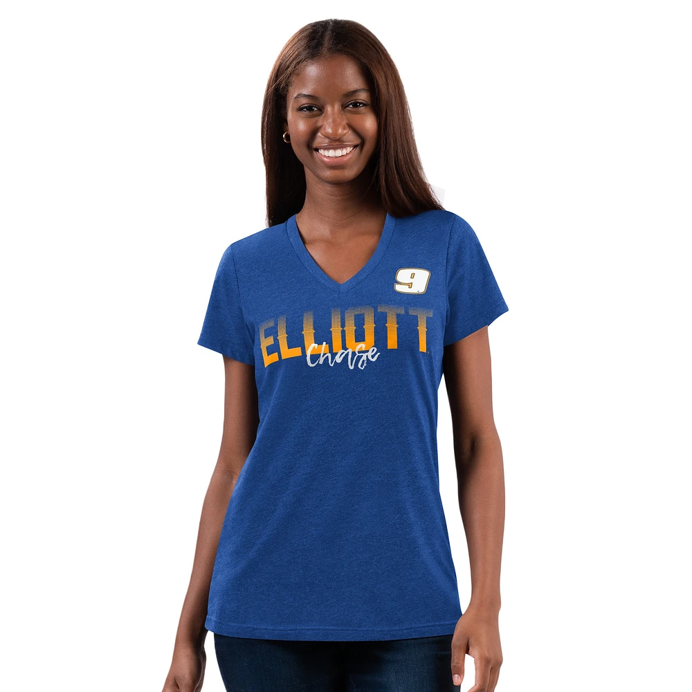 Women's G-III 4Her by Carl Banks Royal Chase Elliott Snap V-Neck T-Shirt