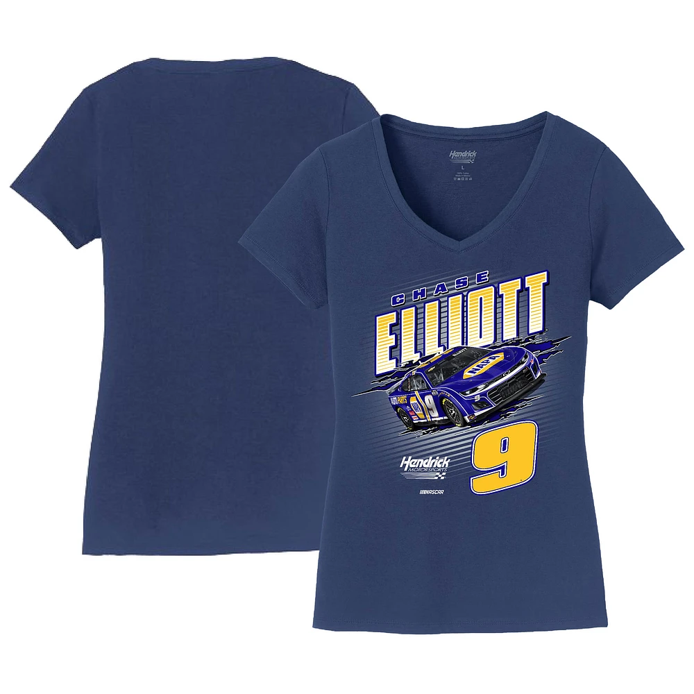 Women's Hendrick Motorsports Team Collection  Royal Chase Elliott NAPA Racer V-Neck T-Shirt