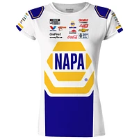 T-shirt d'uniforme Chase Elliott NAPA de la collection Hendrick Motorsports Team pour femmes, blanc/bleu