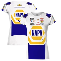 T-shirt d'uniforme Chase Elliott NAPA de la collection Hendrick Motorsports Team pour femmes, blanc/bleu