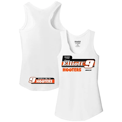 Débardeur blanc à dos nageur Chase Elliott Hooters de la collection Hendrick Motorsports Team pour femmes