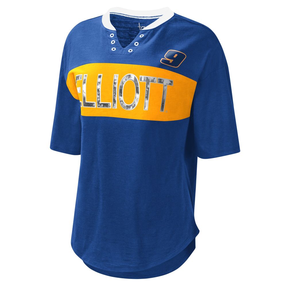 Women's Touch Royal Chase Elliott Lead Off Henley T-Shirt