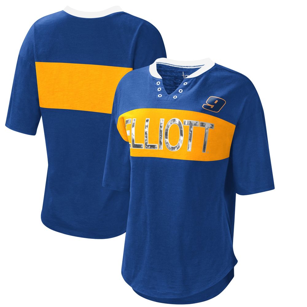 Women's Touch Royal Chase Elliott Lead Off Henley T-Shirt