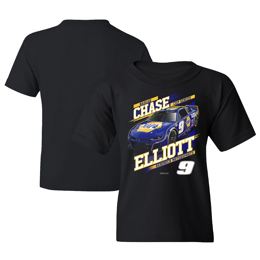 T-shirt noir pour jeunes de la collection Hendrick Motorsports Team, Chase Elliott NAPA Car