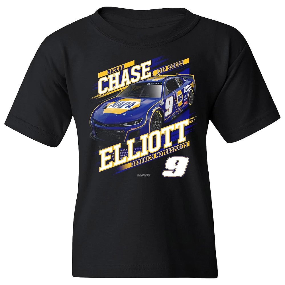 T-shirt noir pour jeunes de la collection Hendrick Motorsports Team, Chase Elliott NAPA Car