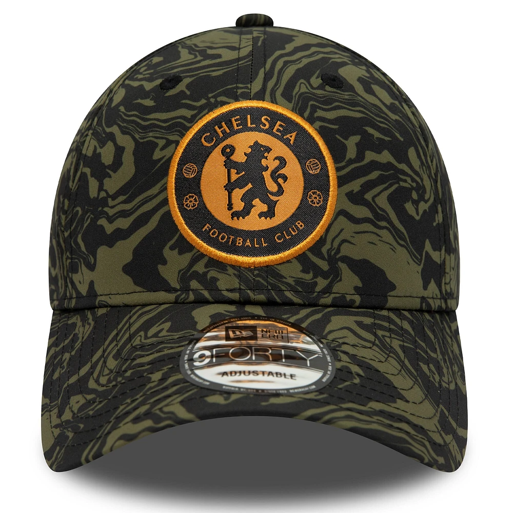 Casquette réglable 9FORTY Chelsea New Era pour homme avec imprimé noir/olive