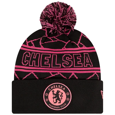 Men's New Era Black Chelsea Sport Cuffed Knit Hat with Pom