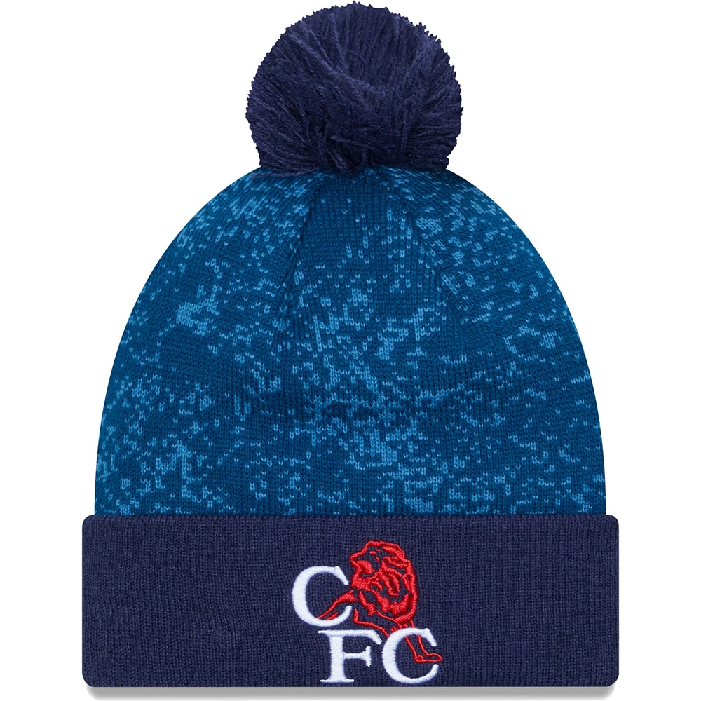 Bonnet en tricot à revers avec pompon Chelsea Retro pour homme New Era bleu