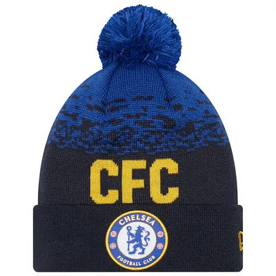 Chelsea New Era Marl Cuffed Knit Hat with Pom - Navy