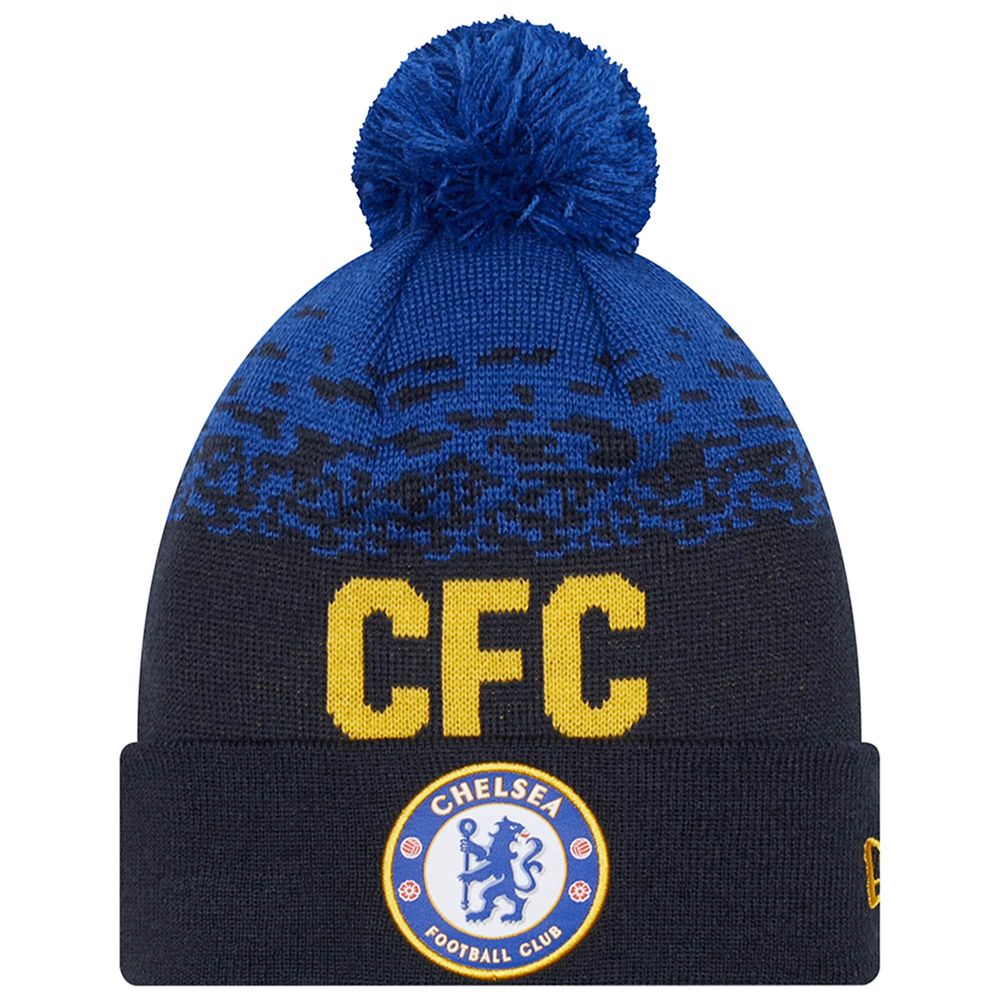 Men's New Era Navy Chelsea Marl Cuffed Knit Hat with Pom