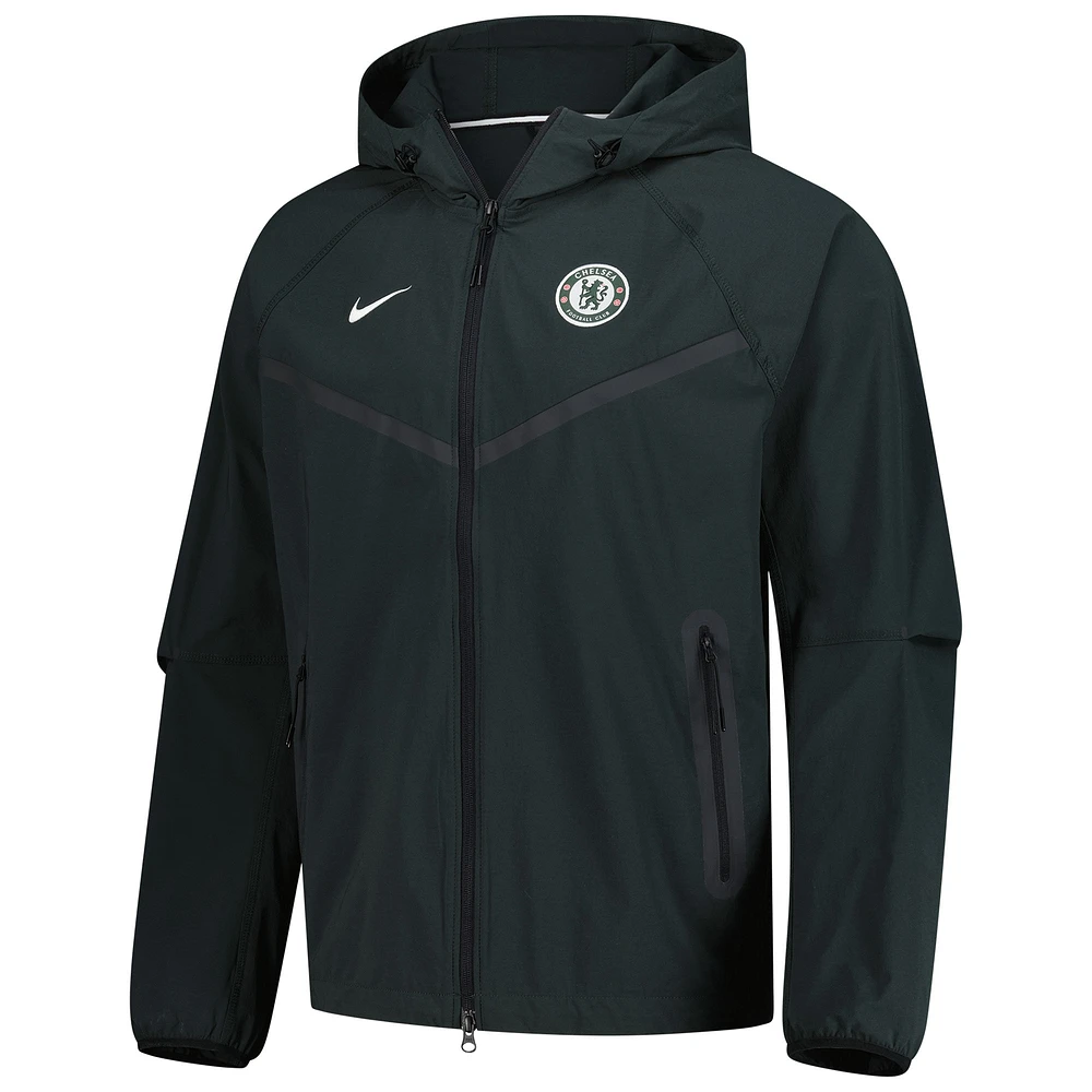 Sweat à capuche zippé Nike Chelsea Tech Fleece Raglan vert foncé pour homme