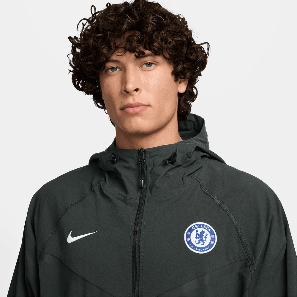 Sweat à capuche zippé Nike Chelsea Tech Fleece Raglan vert foncé pour homme