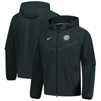 Sweat à capuche zippé Nike Chelsea Tech Fleece Raglan vert foncé pour homme