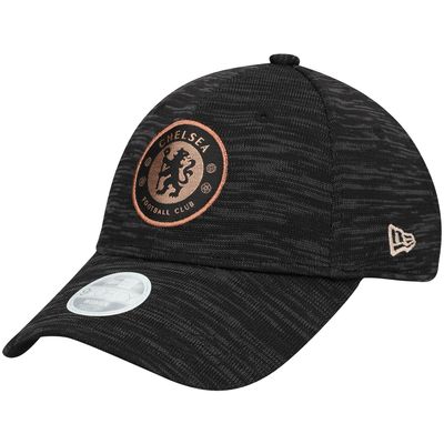 Women's New Era Black Chelsea Shiny Tech 9FORTY Adjustable Hat