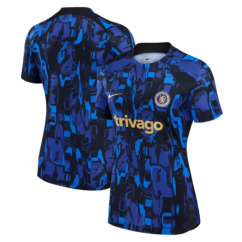 Haut d'avant-match Nike bleu Chelsea 2023/24 Home Academy Pro pour femme