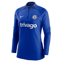 Haut à quart de zip Nike Chelsea Strike Drill Raglan Performance pour femme, bleu