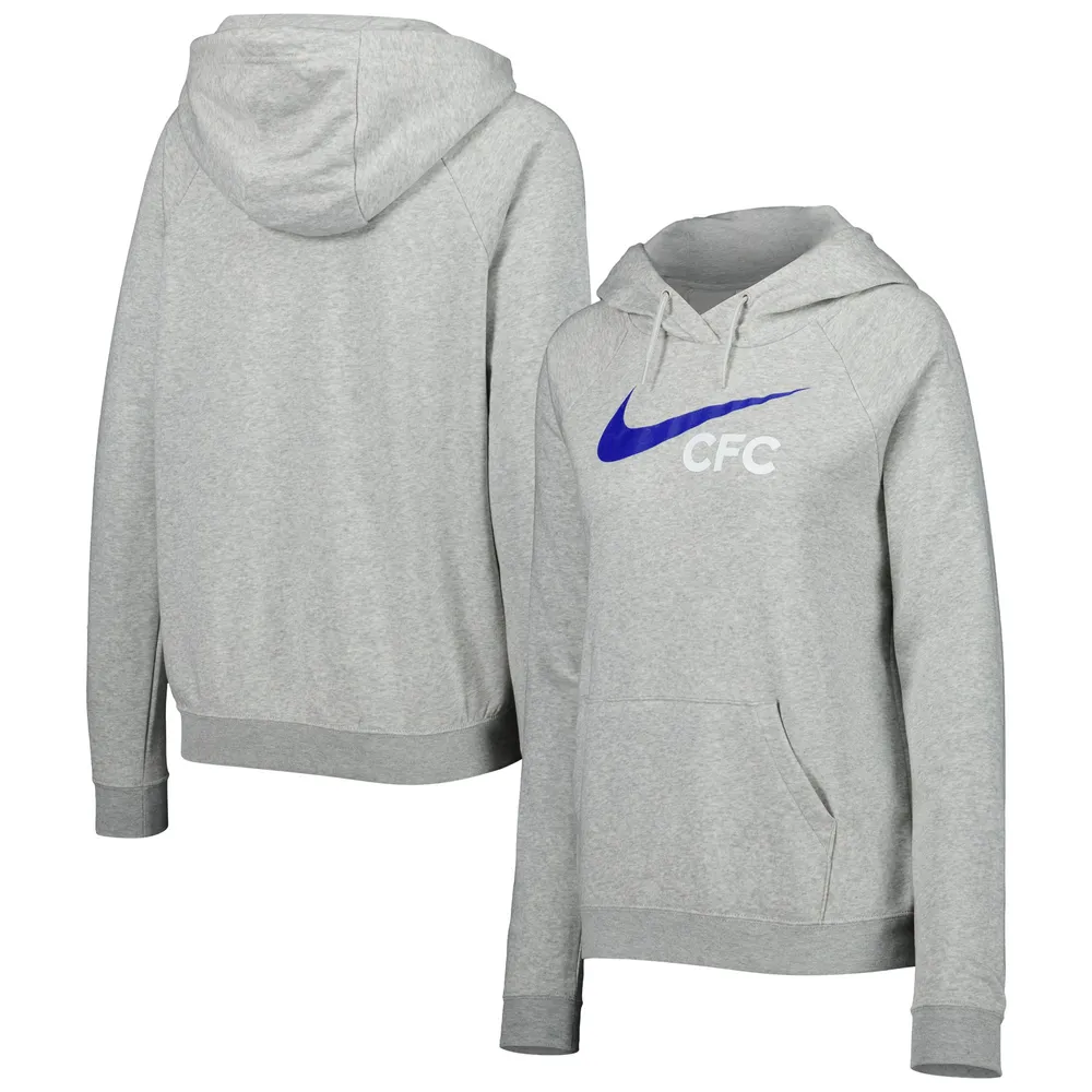 Sweat à capuche raglan Nike Chelsea Lockup Varsity Fleece gris chiné pour femme