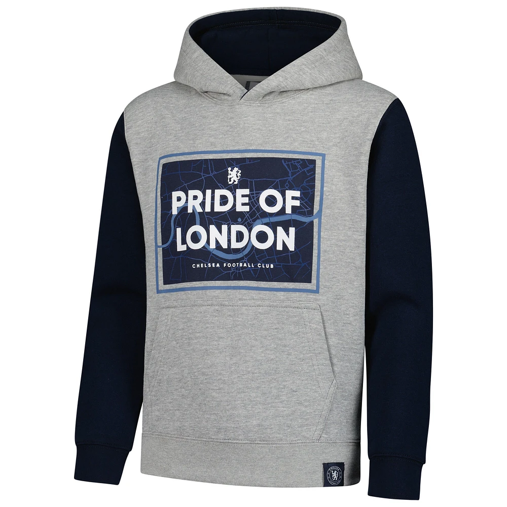 Chandail à capuchon Chelsea Club gris chiné/bleu marine pour jeune