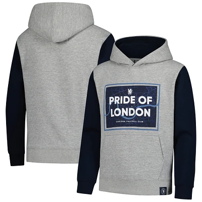 Chandail à capuchon Chelsea Club gris chiné/bleu marine pour jeune