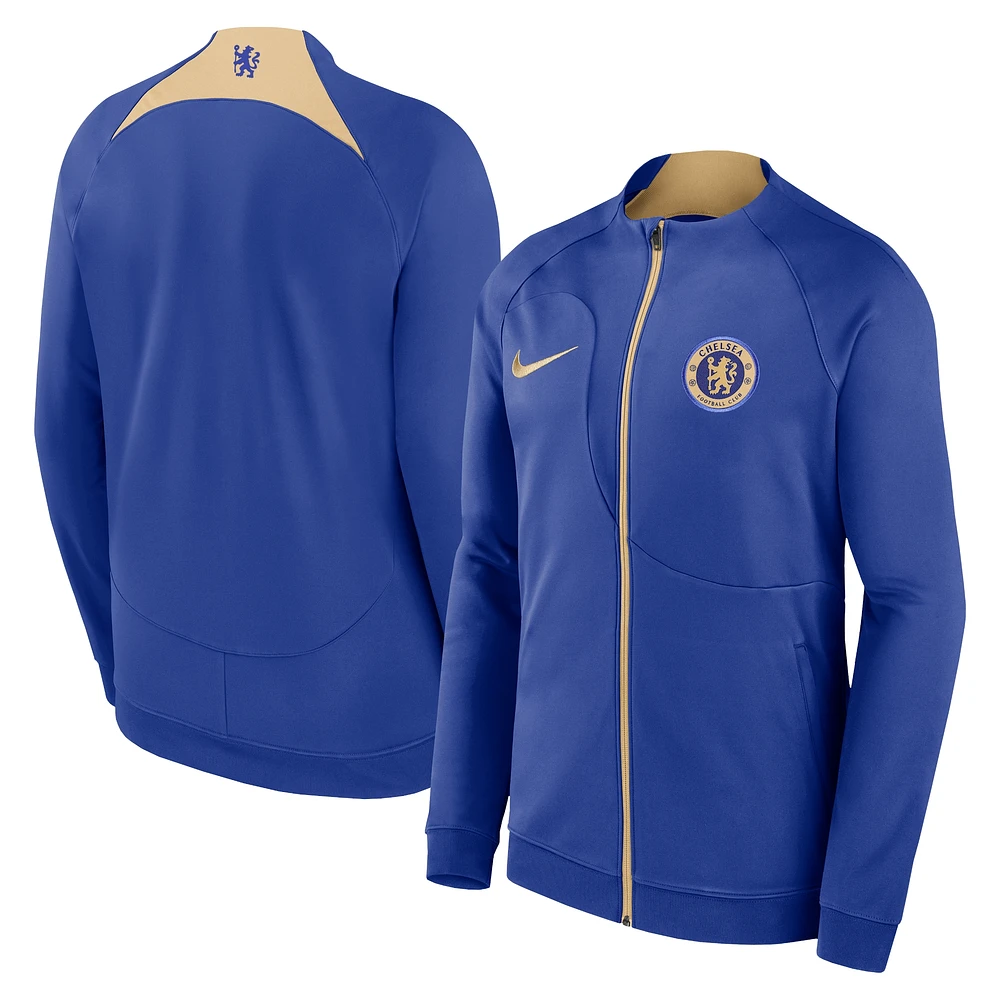 Veste ajustée raglan performance zippée pour jeune Nike bleu Chelsea 2023/24 Academy Pro Anthem