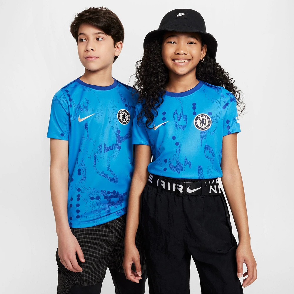 Haut d'avant-match Nike bleu Chelsea 2024/25 Academy Pro pour jeune