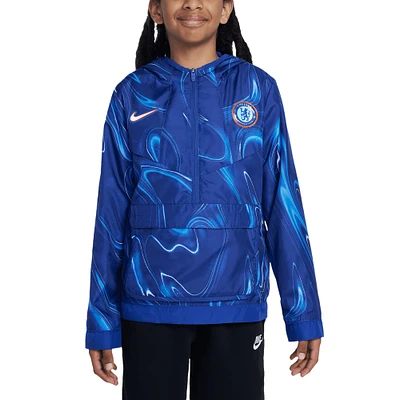 Veste à capuche demi-zip Nike Chelsea Amplify Anorak bleu pour jeunes