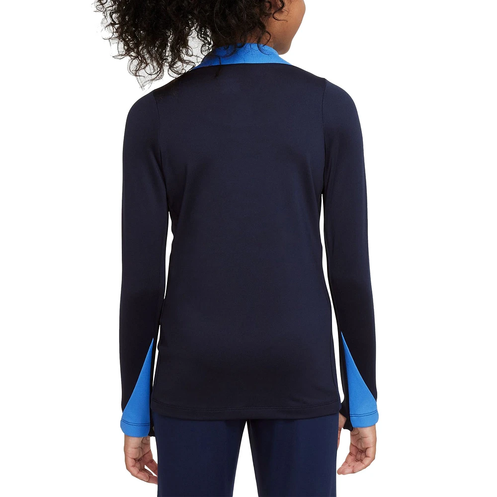 Youth Nike Navy Chelsea 2024/25  Strike Drill Performance Quarter-Zip Top