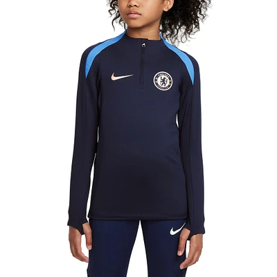 Haut à quart de zip Nike bleu marine Chelsea 2024/25 Strike Drill Performance