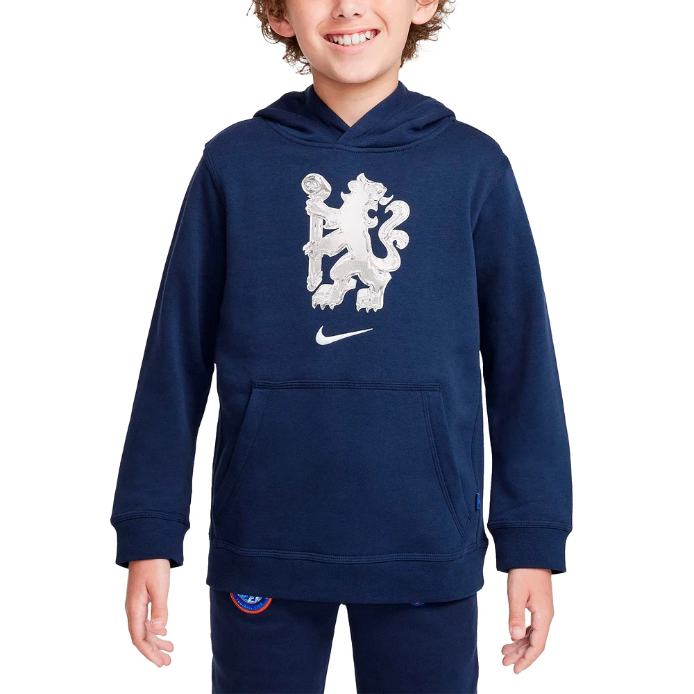 Youth Nike Navy Chelsea Club Pullover Hoodie