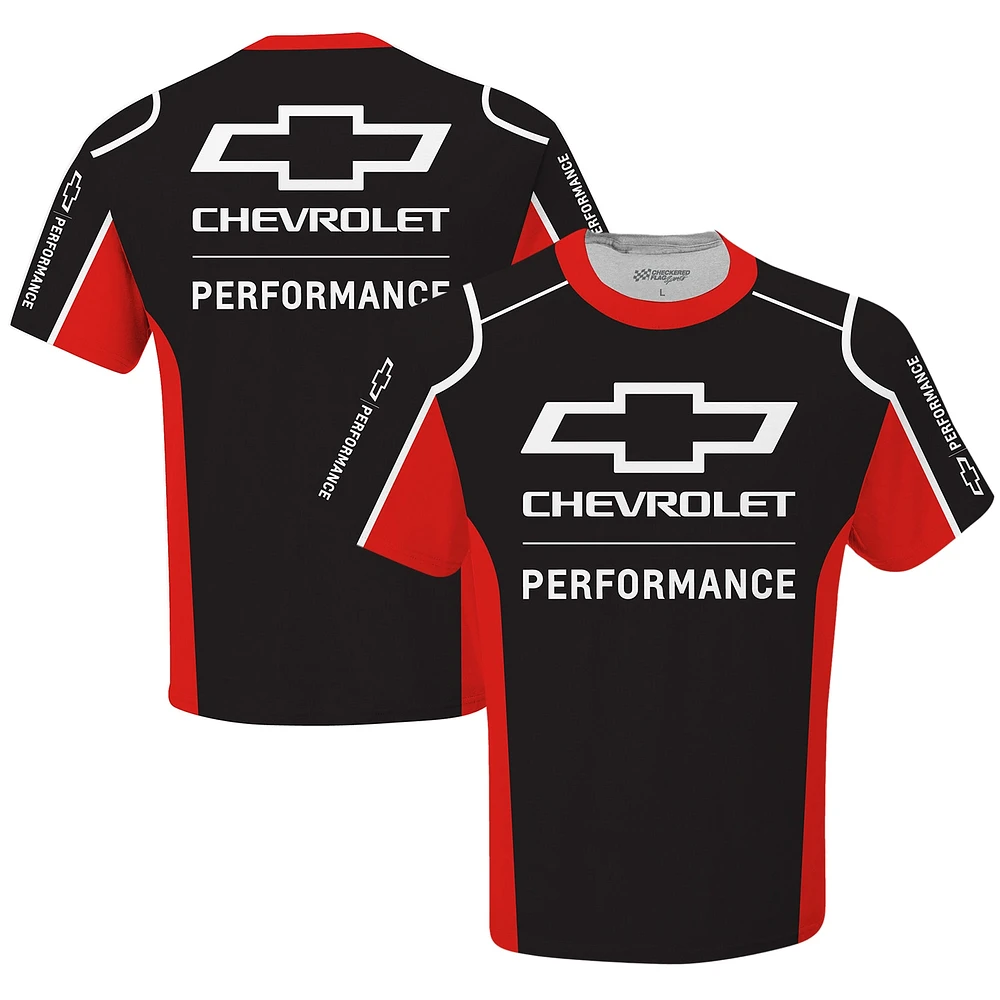 Men's Checkered Flag Sports Black Chevrolet Uniform T-Shirt