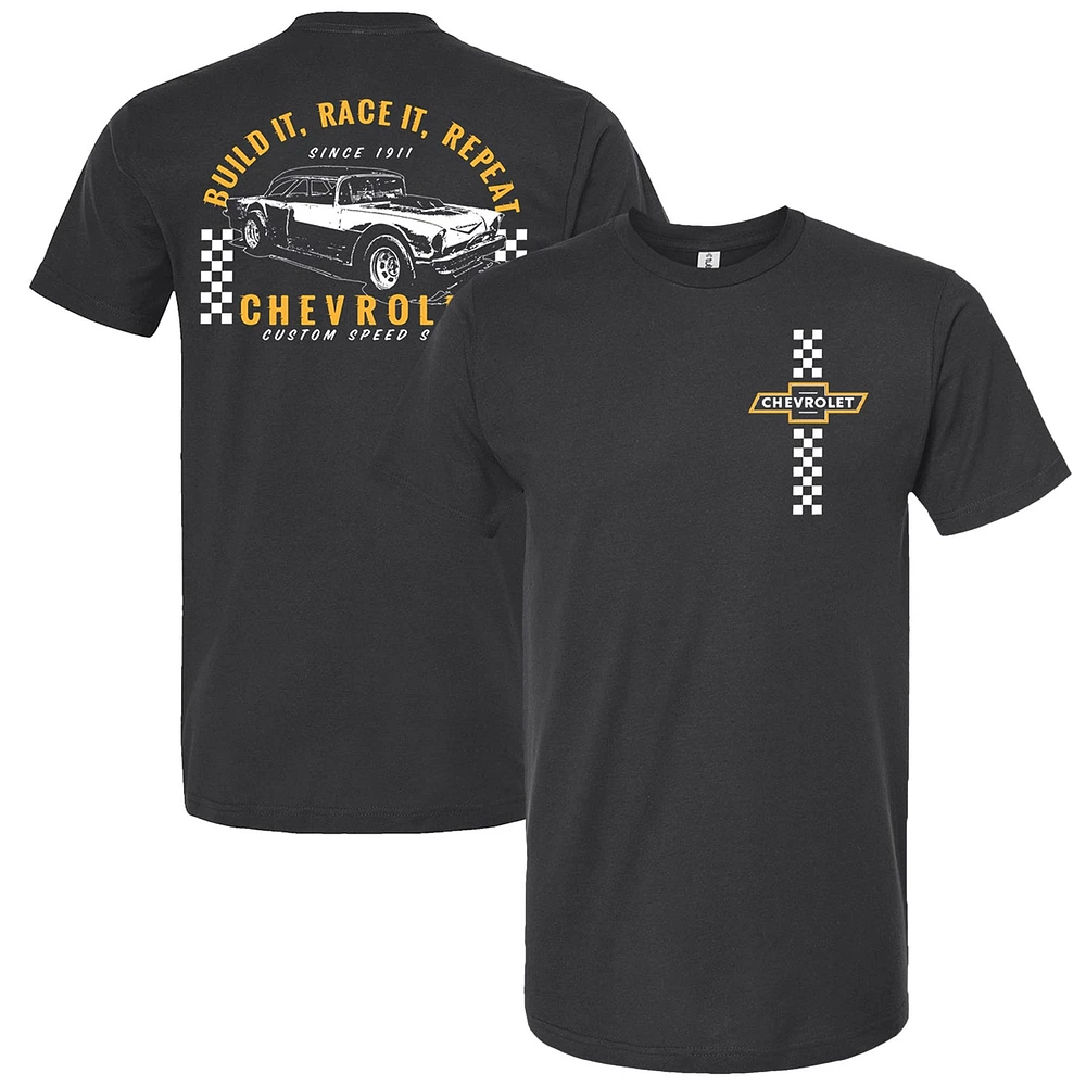 Men's Next Level Black Chevrolet Build it, Race Repeat T-Shirt