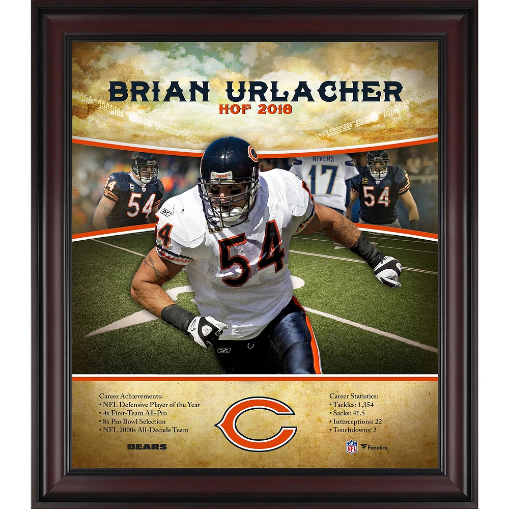 Brian Urlacher Chicago Bears Framed 15" x 17" Hall of Fame Career Profile