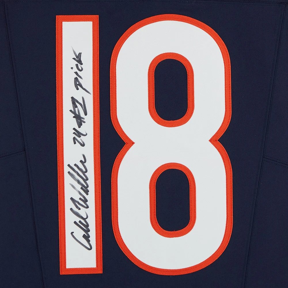 Maillot Nike bleu marine dédicacé par Caleb Williams des Chicago Bears avec inscription « 24 #1 Pick »