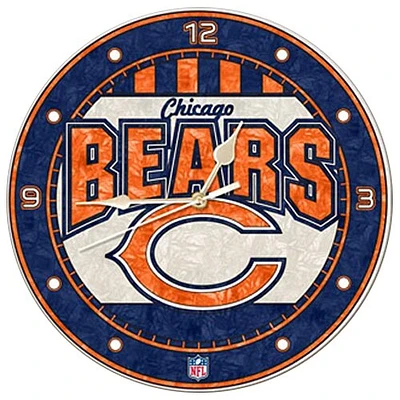 Horloge murale en verre d'art Chicago Bears de 12 po