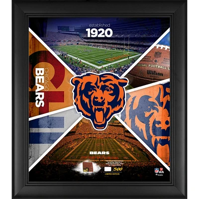 Chicago Bears Encadré 15" x 17" Team Impact Collage avec un morceau de football utilisé par le jeu - Édition limitée à 500