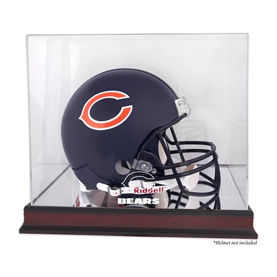 Vitrine de présentation du logo du casque des Chicago Bears en acajou avec dos miroir
