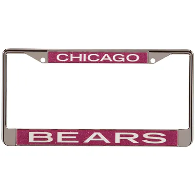 Chicago Bears Pink Glitter License Plate Frame with White Lettering