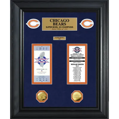 Chicago Bears Super Bowl Ticket and Game Coin Collection Framed