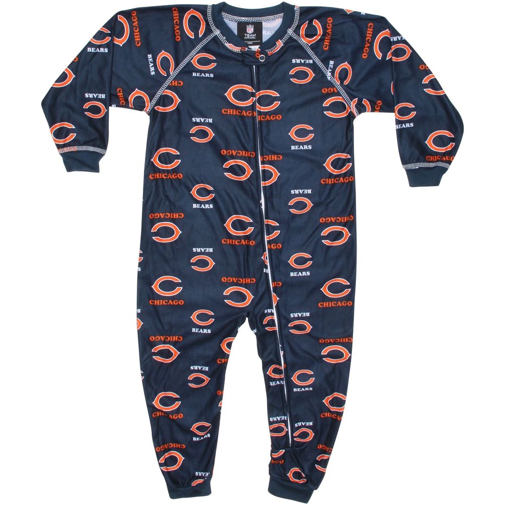 Chicago Bears Toddler Piped Raglan Full Zip Coverall - Navy Blue