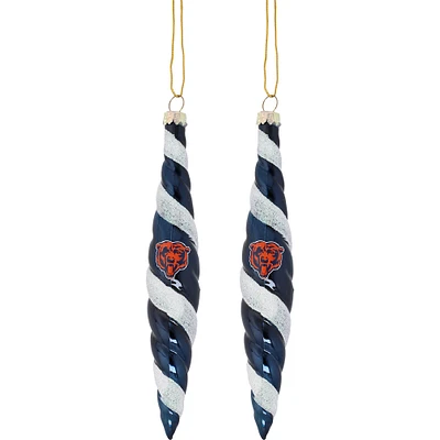 Chicago Bears Two-Pack Swirl Blown Glass Ornament Set