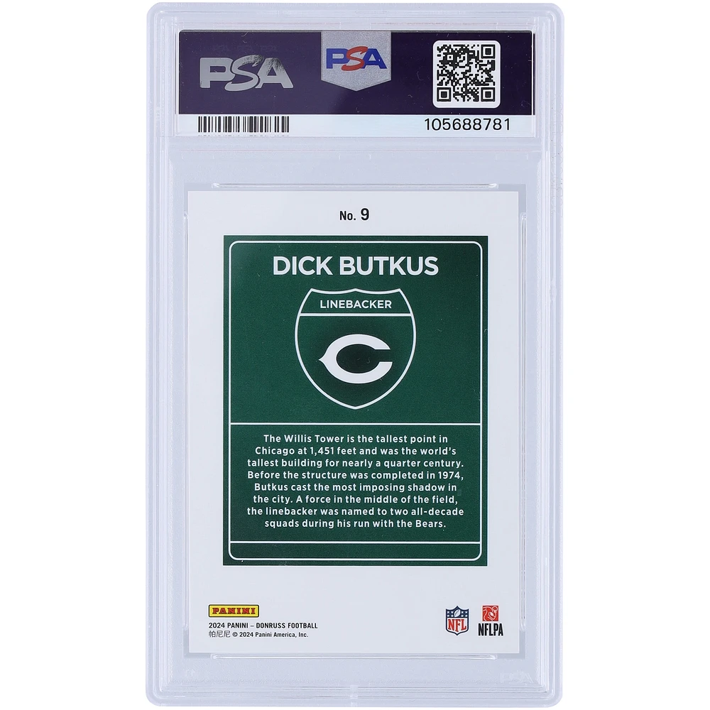 Dick Butkus Chicago Bears 2024 Panini Donruss Downtown #9 PSA Authenticated 9 Card