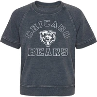 Girls Juniors Heather Charcoal Chicago Bears Cheer Squad Raglan T-Shirt