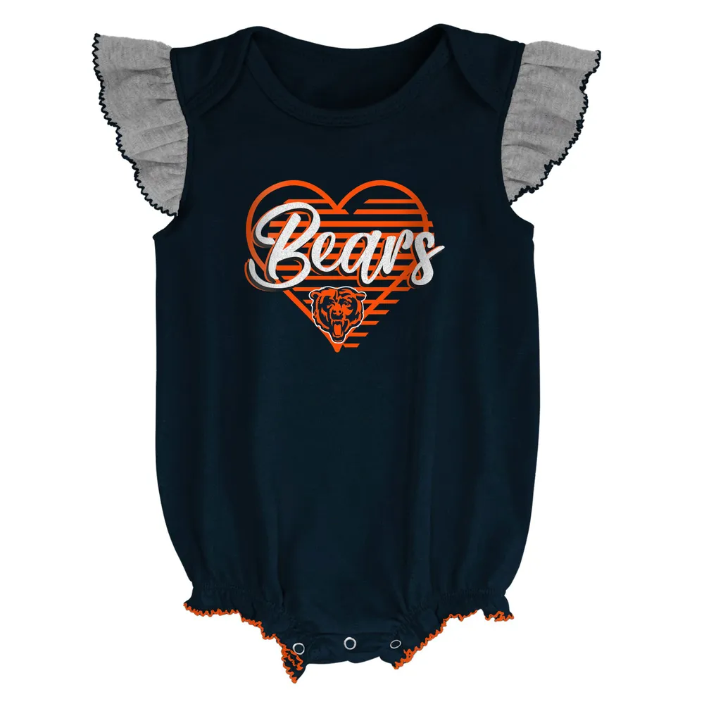 Ensemble bavoir et chaussons Chicago Bears All The Love pour nouveau-né bébé bleu marine/gris chiné