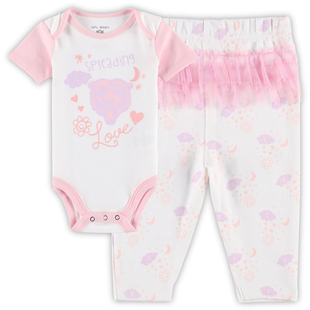 Girls Newborn & Infant White Chicago Bears Spreading Love Bodysuit and Tutu Leggings Set