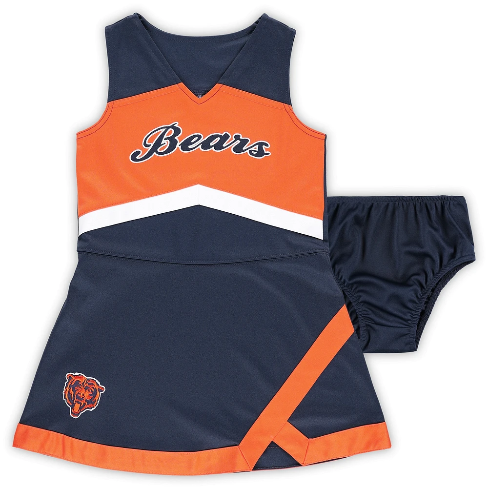 Filles préscolaires bleu marine Chicago Bears deux pièces Cheer Captain Jumper Dress avec Bloomer Set