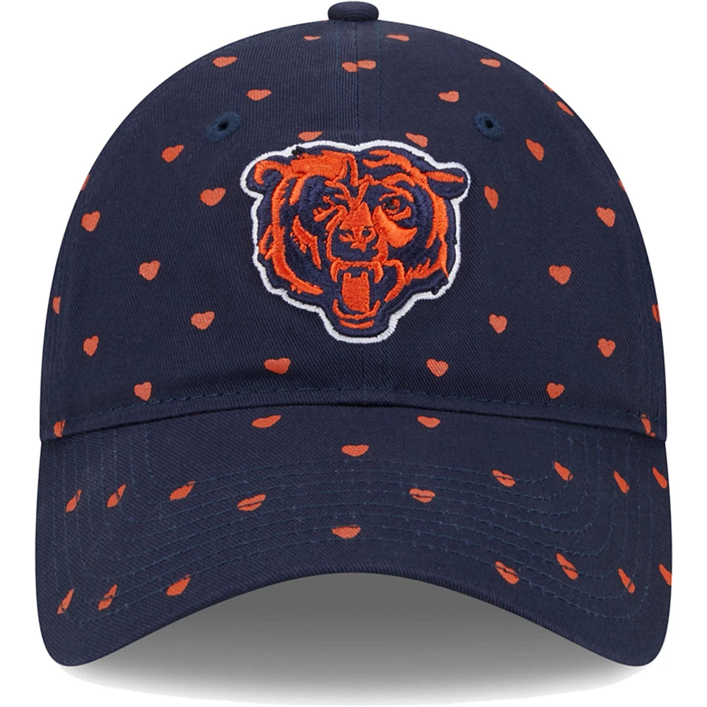 Casquette ajustable 9TWENTY Chicago Bears Hearts New Era pour filles d'âge préscolaire, bleu marine