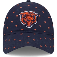 Casquette ajustable 9TWENTY Chicago Bears Hearts New Era pour filles d'âge préscolaire, bleu marine