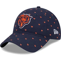 Casquette ajustable 9TWENTY Chicago Bears Hearts New Era pour filles d'âge préscolaire, bleu marine