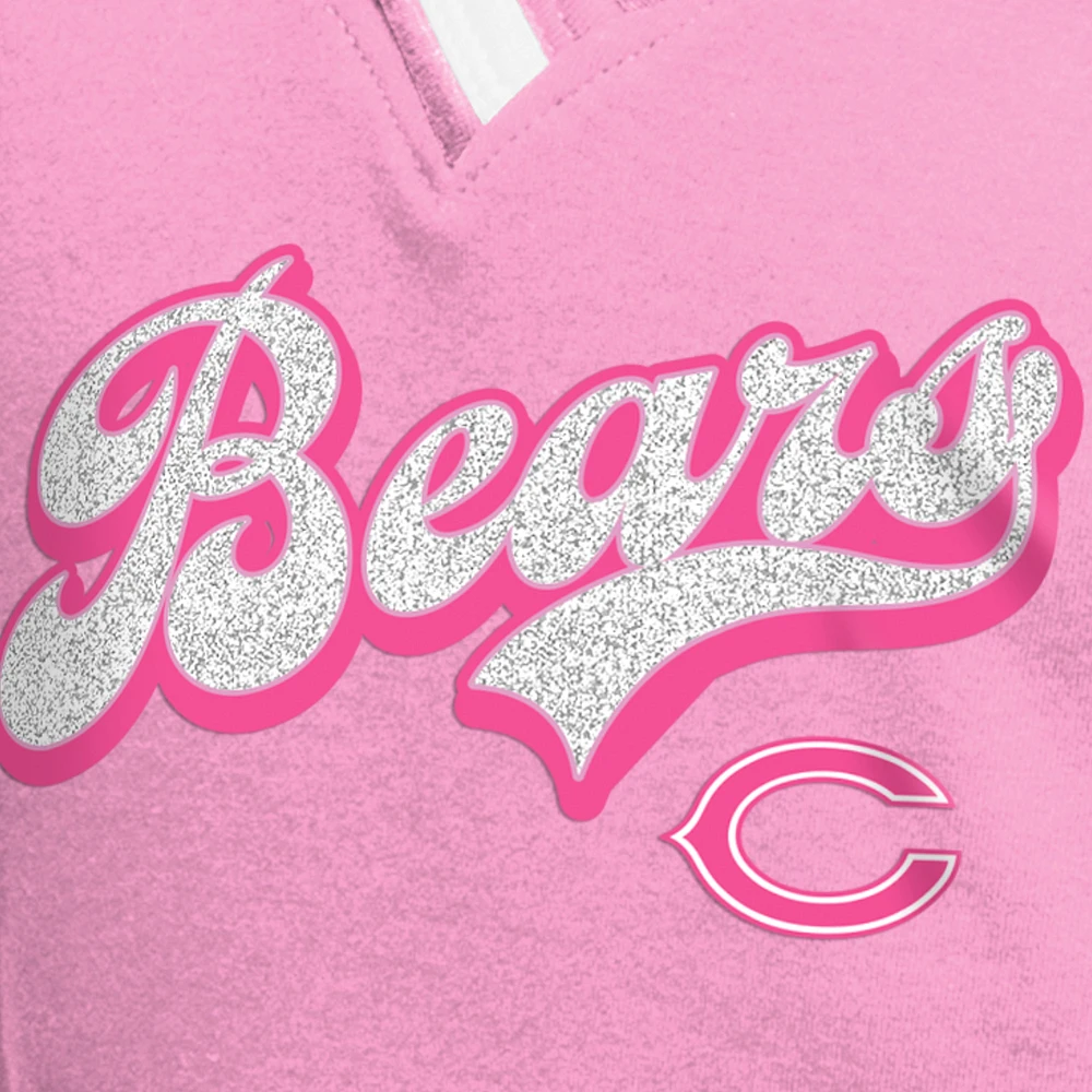 Girl's Youth New Era  Pink Chicago Bears Mommy & Me Multiplier Raglan V-Neck T-Shirt